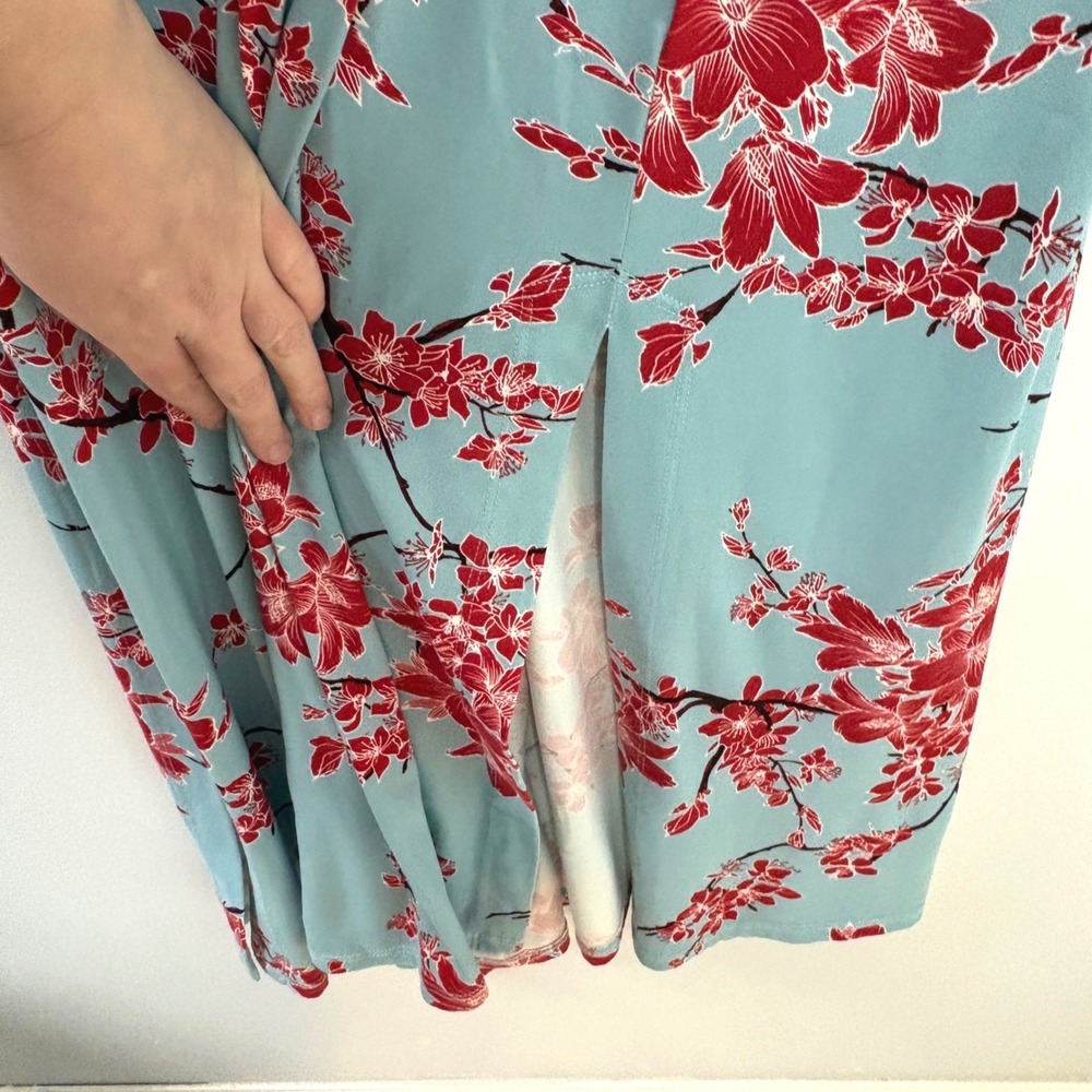 Kiyonna Cherry Blossom Floral Maxi Dress Womens 1x Kimono Sleeve - Picture 5 of 10